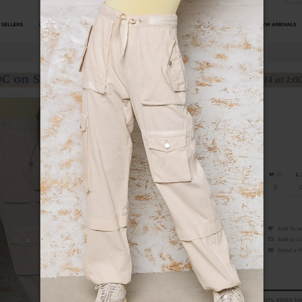 💚 $59 STARTS #332 POL Twill Slouchy Cargo Pants Women's Utility Pants SR8